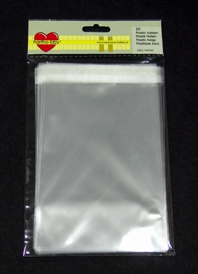 64003 - Plastic bags with adhesive strip.